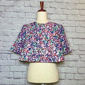 Suno Floral Flared Cropped Top